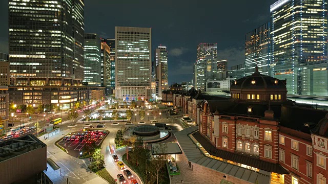 东京-日本，东京站，夜间高清4K延时视频素材