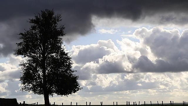 乡村景观与多云的天空视频下载