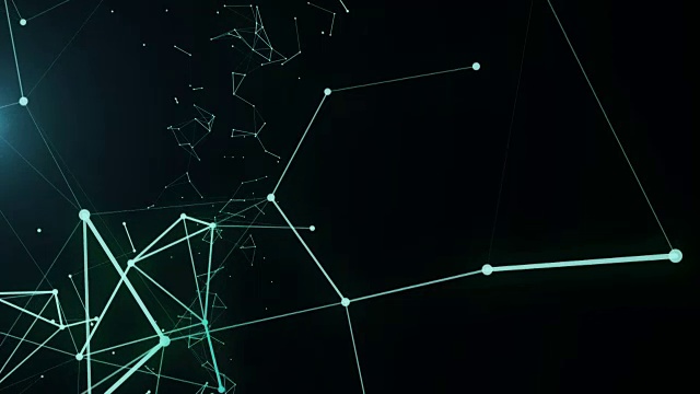 抽象多边形空间低多边形黑暗未来科学背景动画与连接的点和线。连接结构。视频素材