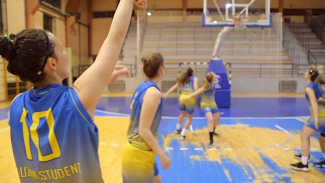 女子篮球跳投视频素材