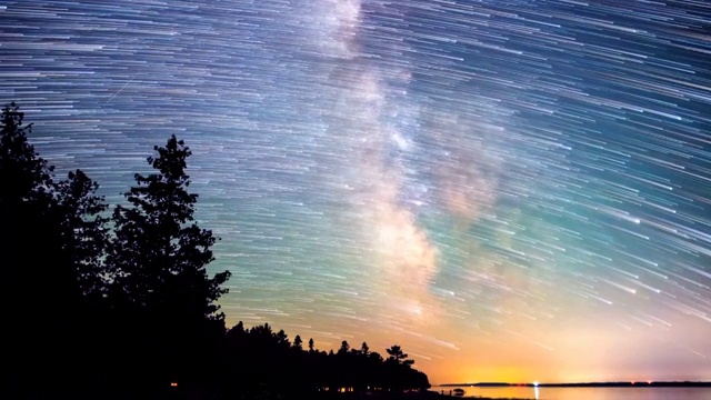 银河系和流星雨期间的恒星轨迹视频下载