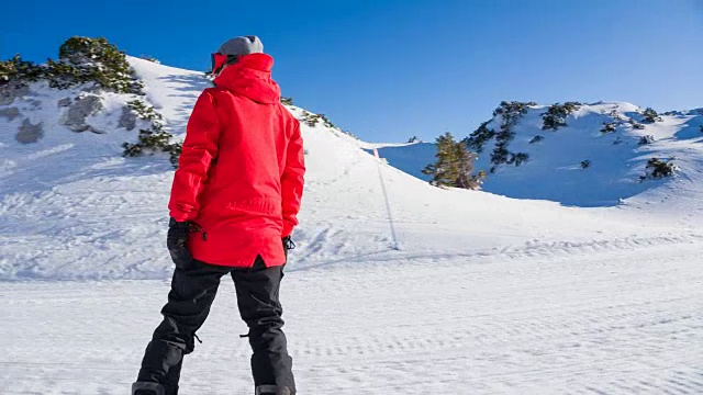 在一个阳光明媚的冬日滑雪视频素材
