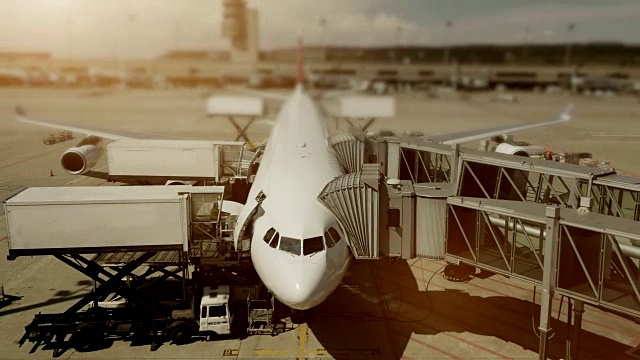 飞机在机场准备飞行的时间间隔视频素材