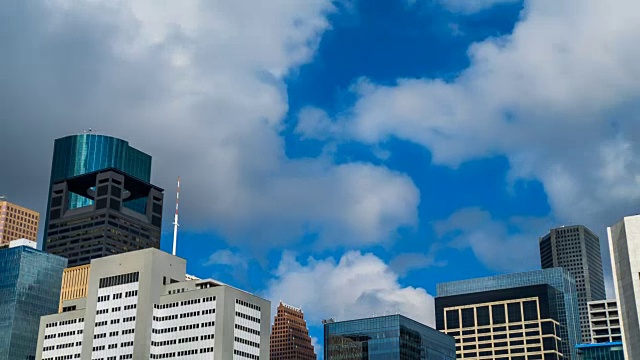 休斯顿德克萨斯天际线云时间流逝摩天大楼4K 1080p视频素材