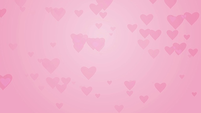 粉色的心在浪漫的背景下升起。动画卡片情人节无缝循环。视频素材