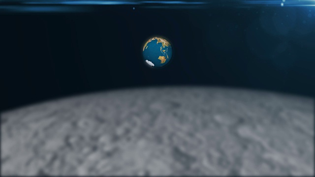 摘要3d渲染背景与地球的旋转和耀斑。从月球上看视频素材