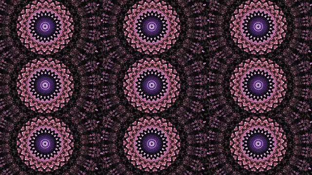 黑色抽象背景，紫色喷泉运动，中心运动变化，模拟花园迷宫，重复模式，完成图像视频素材
