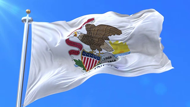 美国伊利诺斯州旗，美国区域环视频下载