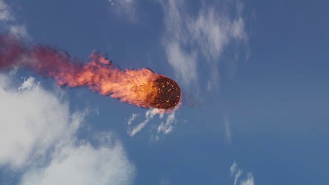 陨石在地球中间层燃烧的动画视频素材