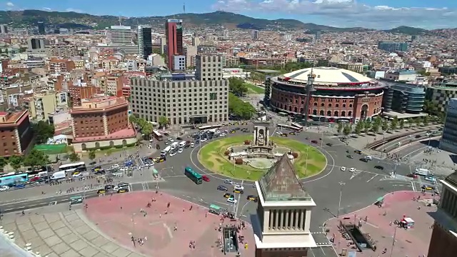 西班牙巴塞罗那西班牙广场鸟瞰图视频素材