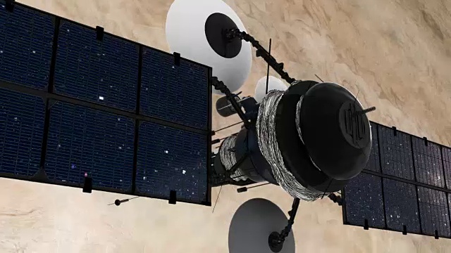 在木星附近运行的卫星。大红斑。视频素材