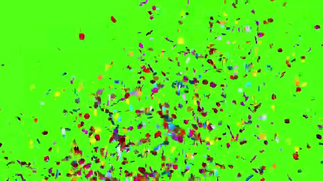 五彩纸屑派对爆竹爆炸在绿色的背景视频素材