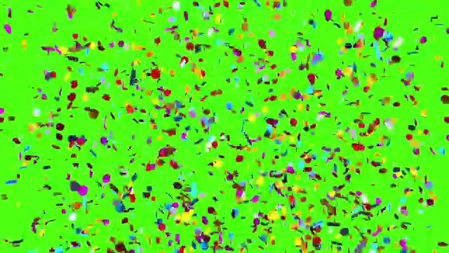 五彩纸屑派对爆炸在绿色背景，两种选择。3d动画，全高清1080。视频素材