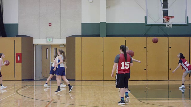 女子篮球队练习三分球视频素材
