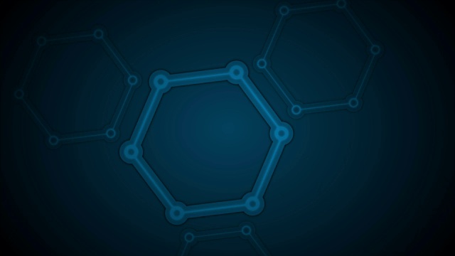 深蓝色抽象六边形分子技术视频动画视频素材