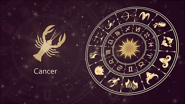 黄道星座巨蟹座和占星轮视频下载