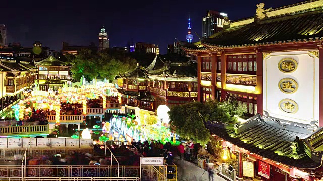 中国古典主题灯展，2018中国新年，豫园，上海，中国视频素材