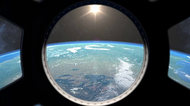 从国际空间站窗口看到的日出视频素材