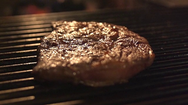 烤架上美味的鱼片视频素材