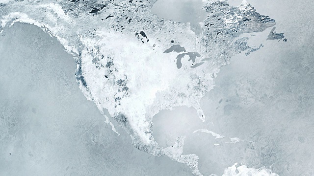 全球变冷-北美冻结，4K动画。视频素材