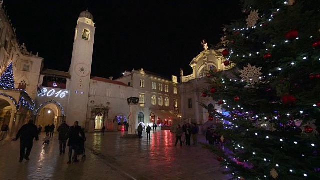 杜布罗夫尼克老城的圣诞装饰视频素材