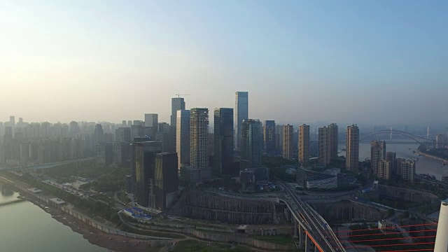俯瞰重庆市区摩天大楼视频素材