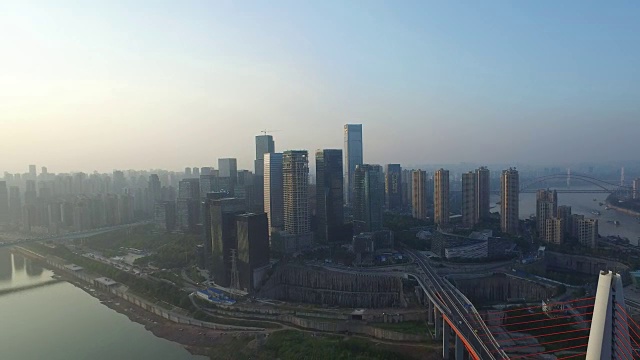 重庆城市景观和双江大桥鸟瞰图视频素材