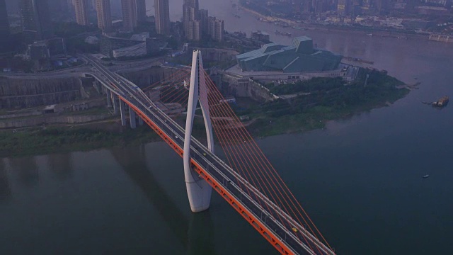 重庆市区双子桥及建筑物鸟瞰图视频素材