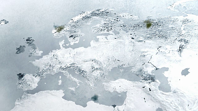 全球降温-欧洲冻结，4K动画。视频素材