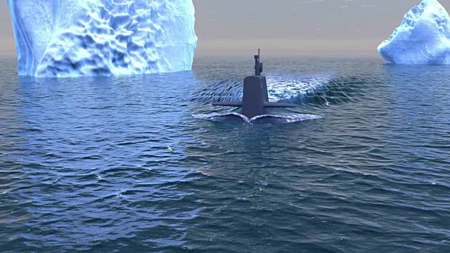 在北冰洋表面航行的潜水艇视频下载