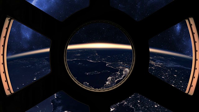 从国际空间站上看到的缓慢日落视频素材