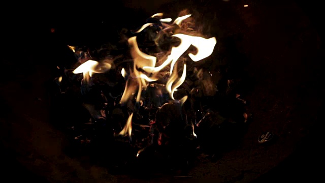 篝火在营地燃烧视频素材