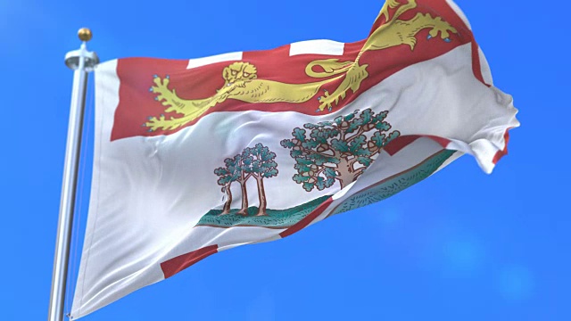 加拿大爱德华王子岛地区国旗，加拿大省-环视频素材