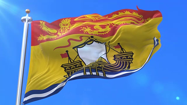 加拿大新不伦瑞克省加拿大地区旗-环视频素材
