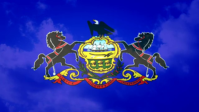 宾夕法尼亚州美国国旗和Cloudscape视频下载
