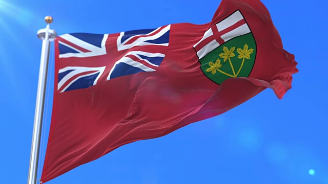 加拿大安大略地区国旗，加拿大省-环视频素材
