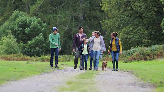 全家人在湖区徒步旅行视频素材