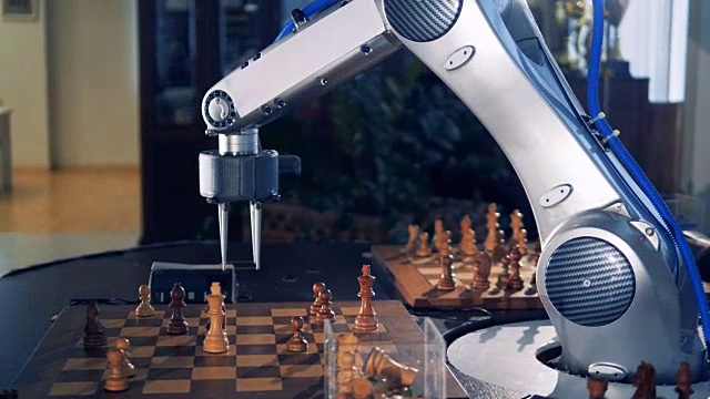 机械手臂下象棋。未来的概念。视频下载