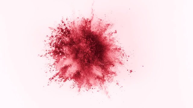 红色粉末在白色背景上以超慢镜头爆炸视频素材