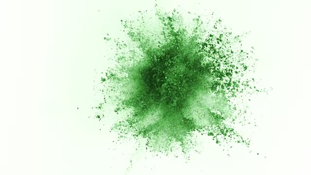 绿色粉末在白色背景上以超慢镜头爆炸视频素材