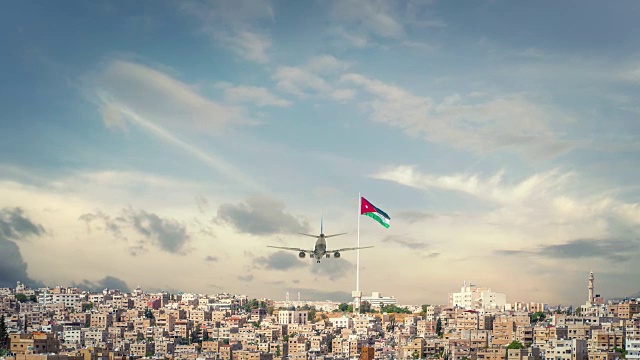 飞机降落约旦安曼视频素材