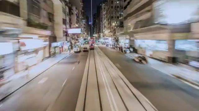超时空摄影:香港市中心有轨电车的影像视频素材