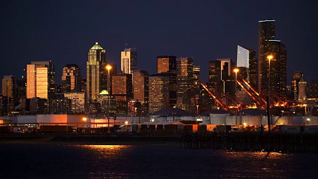 西雅图港华盛顿普吉特湾市中心城市天际线视频下载