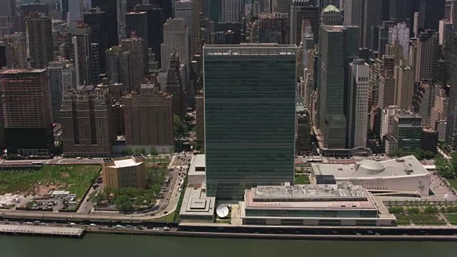 联合国大楼鸟瞰图。视频素材