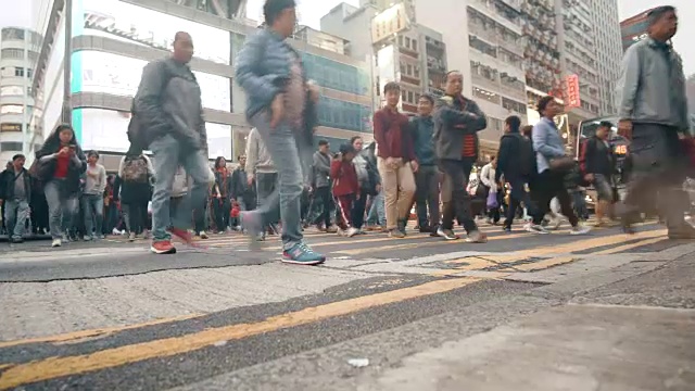 人潮在香港，斑马线视频下载