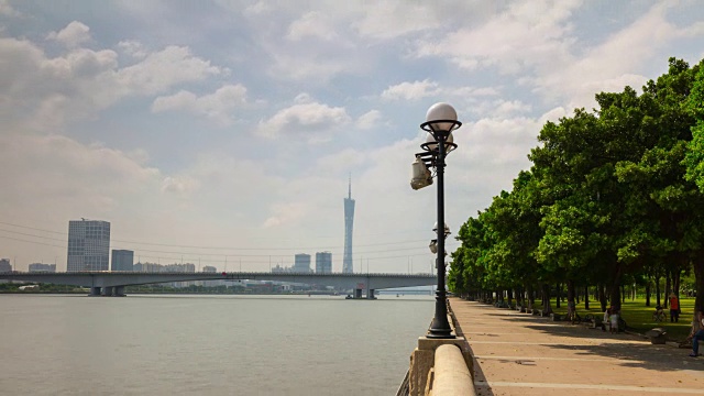 日光广州市珠江步行湾全景4k时间流逝中国视频素材