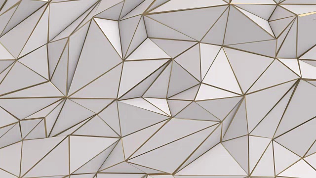 白色和金色抽象低多边形三角形背景视频素材