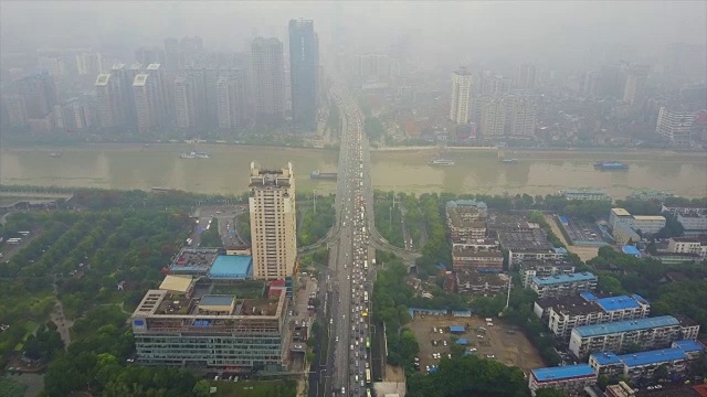白天武汉著名交通大桥航拍全景4k中国视频下载