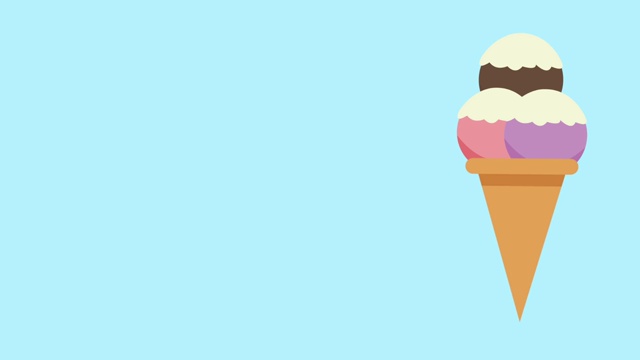 冰淇淋甜筒与勺子高清动画视频素材