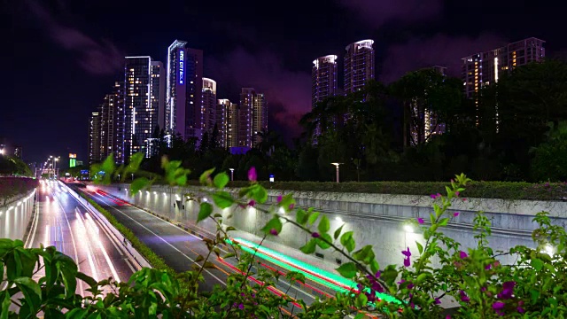 中国夜光珠海市交通道路隧道全景4k时间视频下载